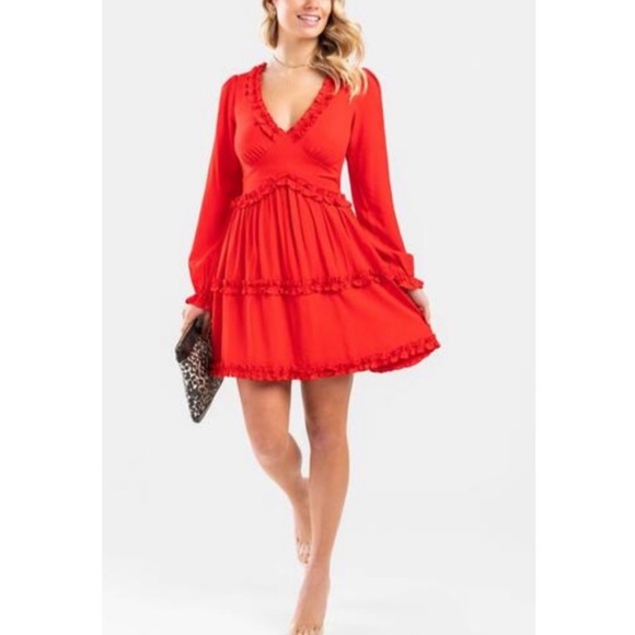Francesca's Collections Dresses & Skirts - NWT Francesca’s Ruffle Trim Long Sleeve Mini Dress